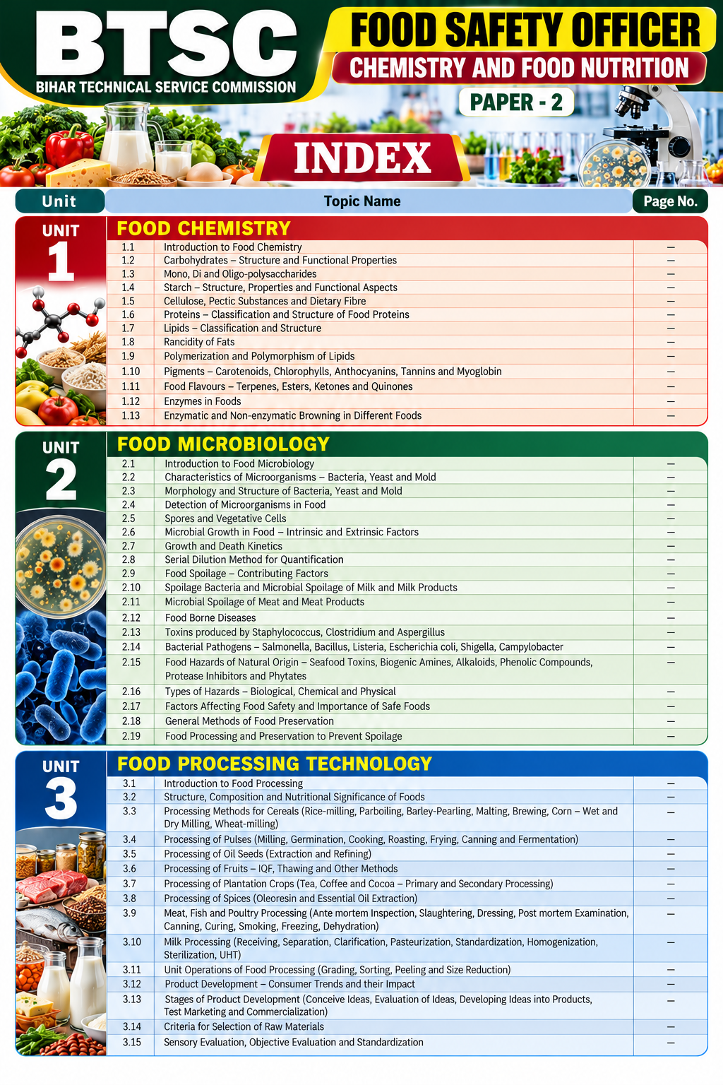 btsc food safety officer book test series and mcq and pyq