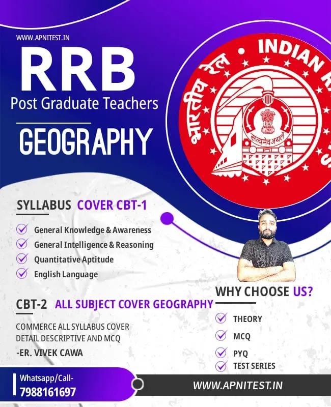 RRB PGT GEOGRAPHY BOOK AND TEST SERIES ENGLISH AND HINDI MEDIUM (OTHER MEDIUM NEED CONTACT 7988161697)